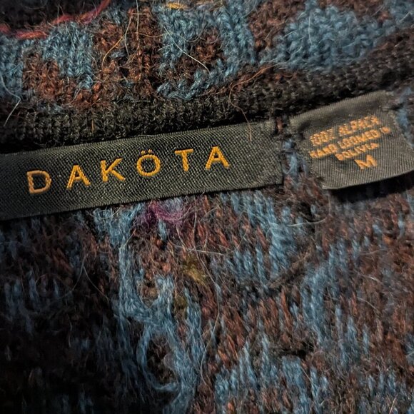 Dakota Alpaca Sweater Cardigan Wool Crop Aztec Boho Hand Loomed Boxy Zip Up - Picture 5 of 8